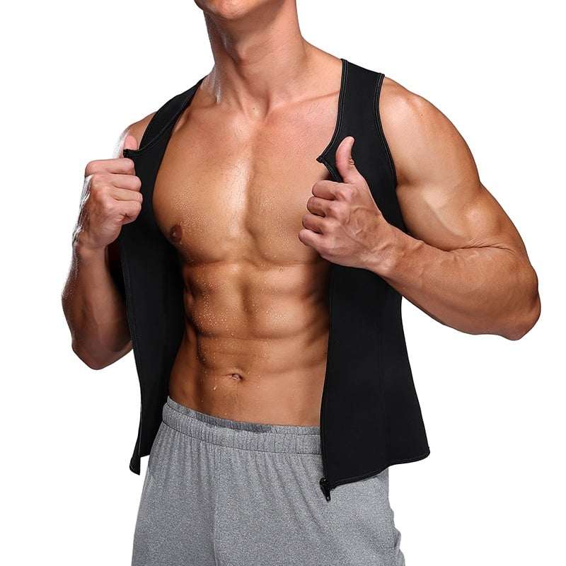 Sauna Suit for Men Waist Trainer Sweat Vest Zipper Body Shaper Adjustable Tank Top Workout