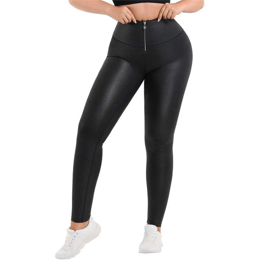 Faux Leather Leggings High Waist Weight Loss shaper