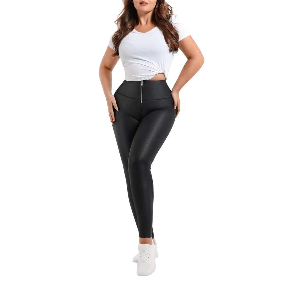 Faux Leather Leggings High Waist Weight Loss shaper