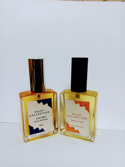 Extrait de Perfum set Satin Bleu and Home Franc impressions of Baccarat Rouge Satin mood & Tom Ford Oud Wood 50ml each (Authentic)